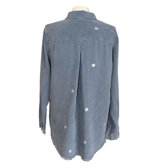Cloth & Stone Silver Stars on Faded Black Tencel Lyocell Button Down Shirt M - Picture 2 of 6